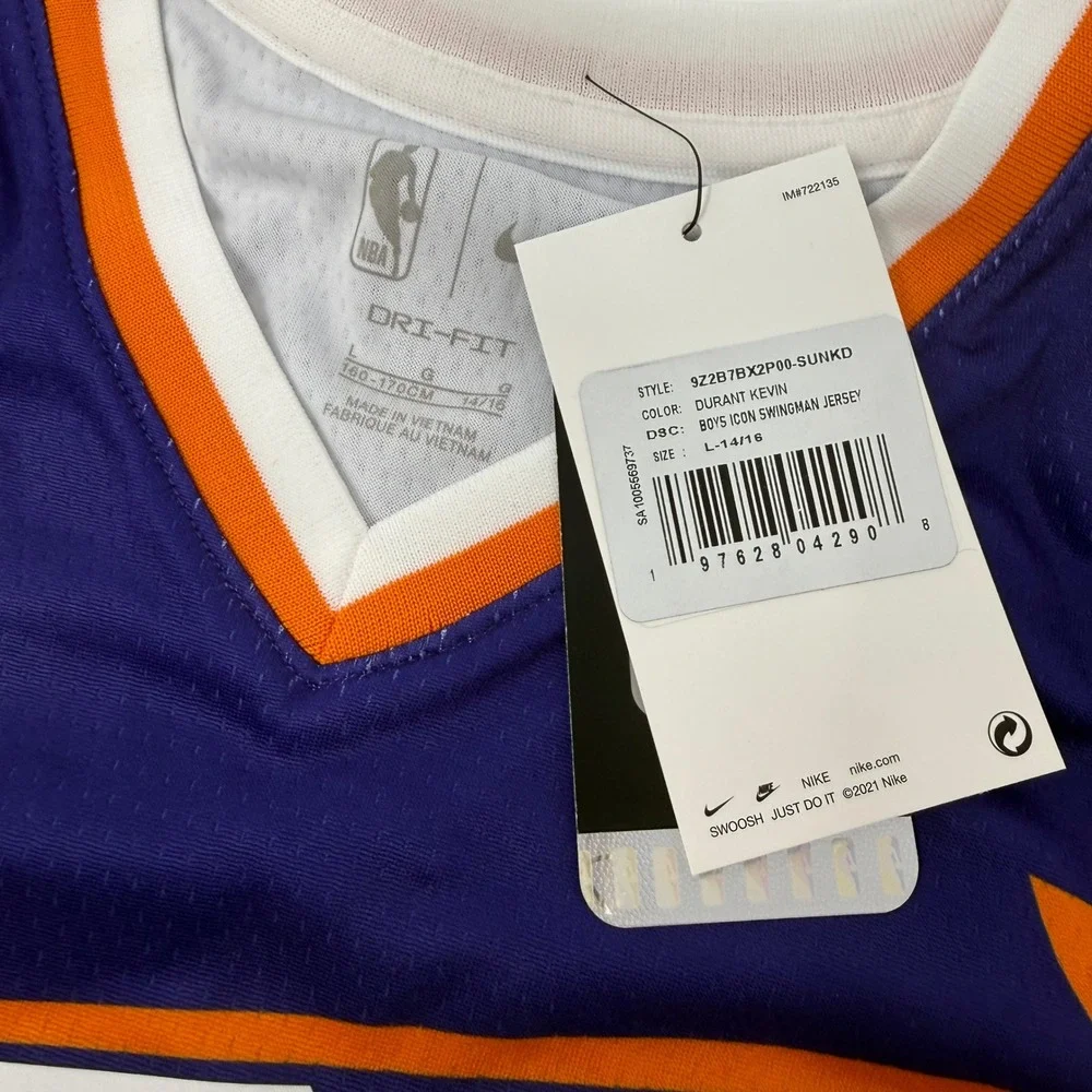Nike Phoenix Suns Kevin Durant‎ 35 Icon Swingman Jersey Youth Large 14/16 NEW